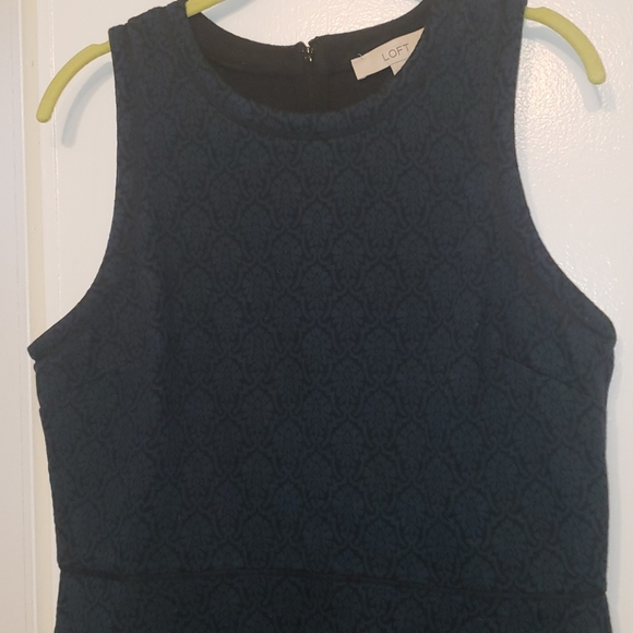 Loft dark teal pattern dress 12 NWT - Picture 2 of 3